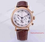 Breguet Price List  Replica Watch -  Classique Rose Gold White Dial Leather Watches For Mens
